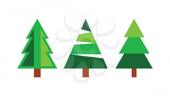 Christmas trees isolated on white background. Design element for cover, greeting card, brochure or flyer. Vector illustration.