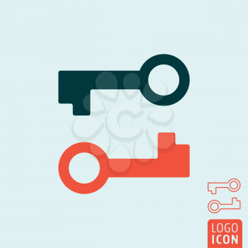 Key icon. Two keys symbol. Vector illustration