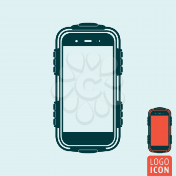 Protected smartphone icon. Mobile or cell phone with protective case. Vector illustration.