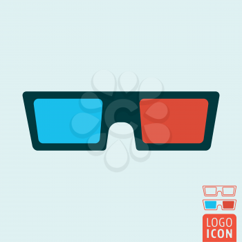 3d glasses icon. Cinema 3d spectacles symbol. Vector illustration
