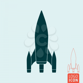 Rocket icon. Vintage rocket spaceship symbol. Vector illustration