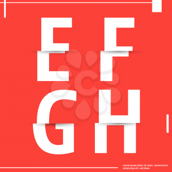 Alphabet font template. Set of letters E, F, G, H logo or icon cutting paper design. Vector illustration.