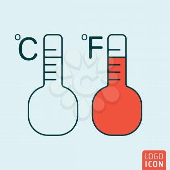Temperature icon. Thermometer fahrenheit and celsius symbol. Vector illustration