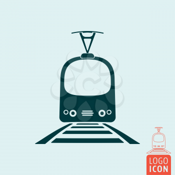Tram icon isolated. Rail vehicle transportation symbol. Vector illustration