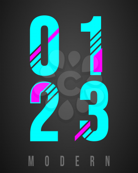 Number font modern design. Set of numbers 0, 1, 2, 3 logo or icon Vector illustration