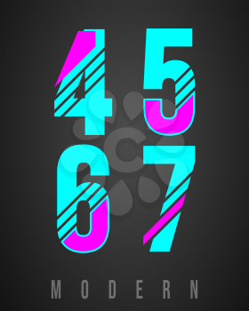 Number font modern design. Set of numbers 4, 5, 6, 7 logo or icon Vector illustration