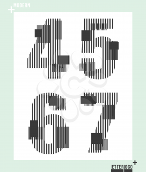 Number font template modern design. Set of numbers 4, 5, 6, 7 logo or icon. Vector illustration