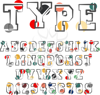 Alphabet font template. Set of letters and numbers modern abstract design. Vector illustration.