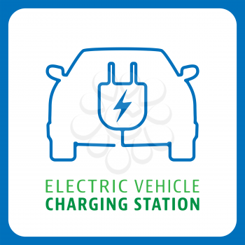 Electric vehicle charging station symbol. Electrical car icon. Vector illustration.