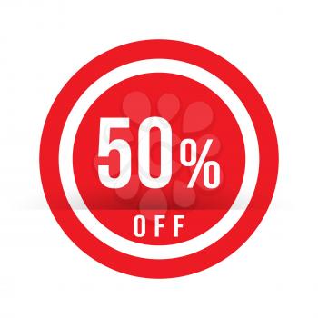 50 percent off - red sale stamp - special offer sign. Vector illustration.