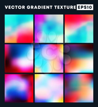 Colorful gradient texture pattern set for the background. Vector illustration.