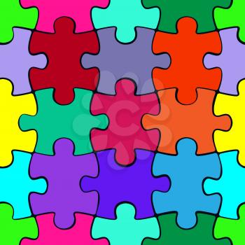 Colorful puzzle seamless pattern background. Jigsaw pieces template. Vector illustration.