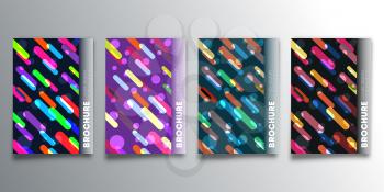 Set of geometric design backgrounds with colorful lines and circles for flyer, poster, brochure cover, typography or other printing products. Vector illustration.