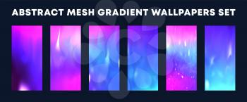 Set of colorful gradient wallpapers, backgrounds for smartphone screen, flyer, poster, brochure cover, typography or other printing products. Vector illustration.
