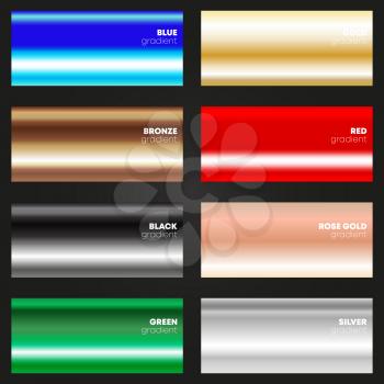 Multicolor gradient texture set. Various color backgrounds. Vector illustration.