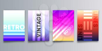 Set of colorful gradient cover with lines for flyer, poster, brochure, typography or other printing products. Vector illustration.