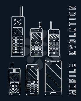 Mobile phone - Smartphone evolution line design. Vector illustration.