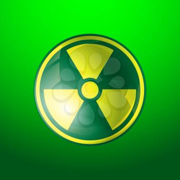 Radiation icon. Radioactivity symbol isolated on green background. Vector illustration