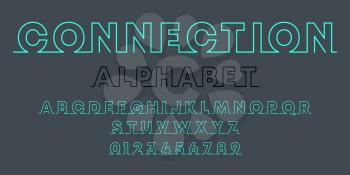 Connection alphabet template. Set of letters and numbers line design. Vector illustration.
