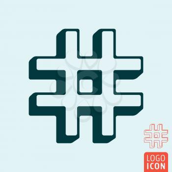 Hashtag icon template. Hash tag symbol outline design. Vector illustration.