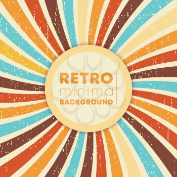 Vintage swirly rays background with retro grunge texture. Vector illustration.