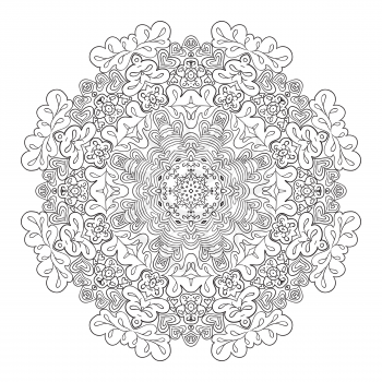 Floral lace motifs. Mandala. Zentangl relaxation. Hand drawn background. Ethnic, national image coloring