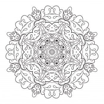 Floral lace motifs. Mandala. Zentangl relaxation. Hand drawn coloring