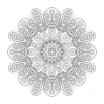 Mandala Doodle drawing. Round ornament. Coloring