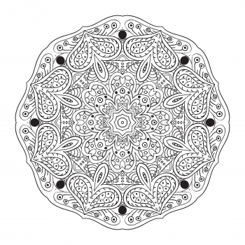 Mandala. Doodle drawing. Round zentangl ornament coloring