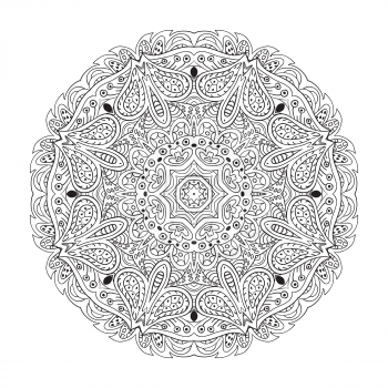 Mandala Eastern pattern. Zentangl round coloring ornament