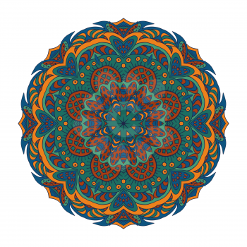 Mandala Eastern pattern. Zentangl round ornament. Brown and green tones