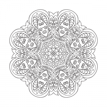 Mandala flower pattern. Doodle drawing. Round ornament