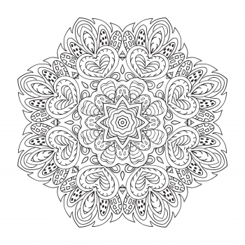 Mandala pattern. Doodle drawing. Round ornament. Coloring