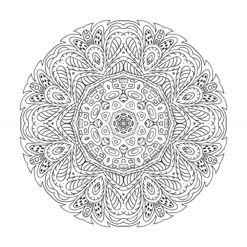 Mandala zentangl. Doodle drawing. Round ornament relax. Coloring