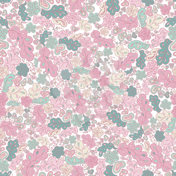 Seamless pattern flower and leaf. Background in candy colors