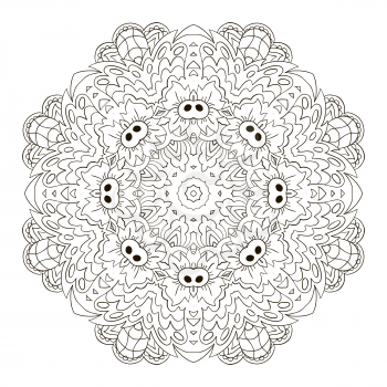 Coloring Mandala. Zentangl round ornament. Relax, meditation