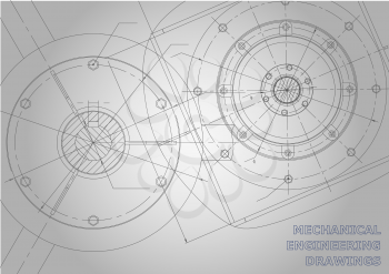 Gray Mechanical engineering drawings. Background for inscription. Vector Corporate Identity