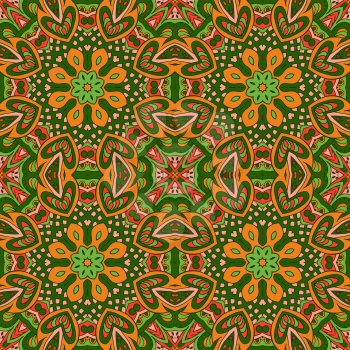 Mandala Eastern pattern. Zentangl seamless ornament. Orange tones