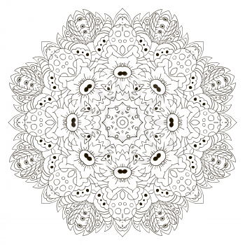 Mandala. Zentangl round ornament. Relax, meditation, coloring
