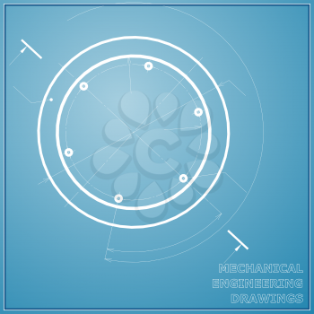 Mechanical engineering blue and white drawings. Engineering Vector background