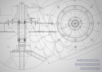 Mechanical engineering drawings. Vector background. Corporate Identity. Gray