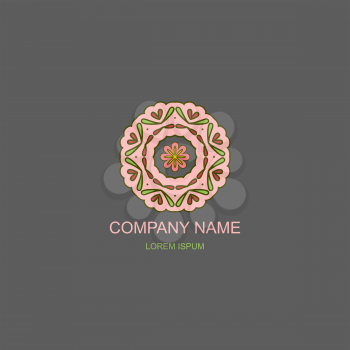 Business logo. Floral, Oriental logo. Company logo in the oriental-style. Colorful round logo. Flower