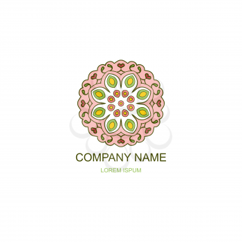 Business logo. Floral, Oriental logo. Company logo in the oriental-style. Colorful round logo