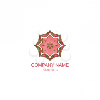 Business logo. Floral, Oriental logo. Company logo in the oriental-style. Multangular round logo