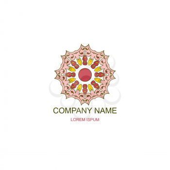 Business logo. Floral, Oriental logo. Company logo in the oriental-style. Multangular round logo, flower