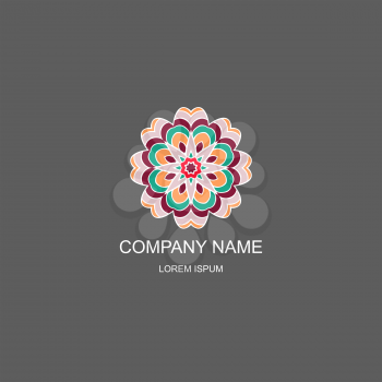 Business logo. Floral, Oriental logo. The logo of the company in an Oriental-style, henna style. Colorful round logo