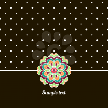 Cover, Oriental-style card. Cute picture dots. Black, white and light green tone. Mandala - Decoration