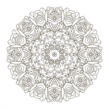 Mandala. Coloring Oriental ornament relaxing. Doodle Round figure
