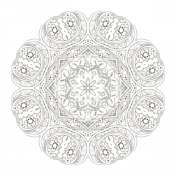 Mandala. Round floral ornament. Doodle drawing. Hand drawing. Yoga, relaxation, floral