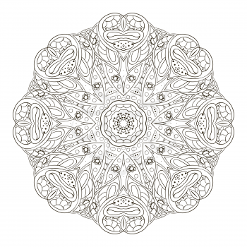 Mandala. Round oriental pattern. Doodle drawing. Hand drawing. Yoga, relaxation, floral